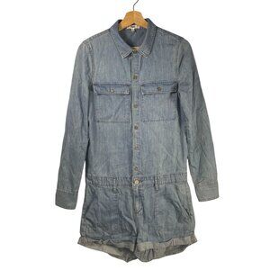 Paige Women's Jackson Flyer Denim Chambrey Romper Blue Size XS